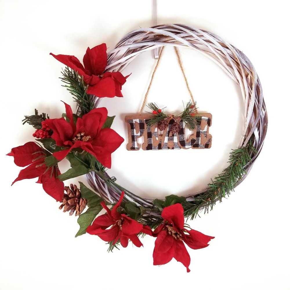 Winter Wreath Peace Christmas Blessings for Holiday Door,  Wall Window NEW